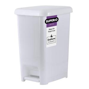 imageSuperio Slim Step On Pedal Plastic Trash Can Waste Bin for Under Desk Office Bedroom Bathroom Kitchen 25 gal White Smoke4 Gallon