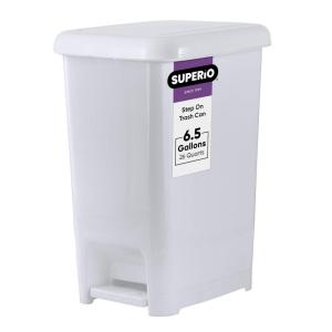 imageSuperio Slim Step On Pedal Plastic Trash Can WhiteSmoke Waste Bin for Under Desk Office Bedroom Bathroom Kitchen 65 Gallon
