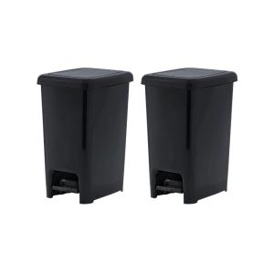 imageSuperio Slim Step On Trash Can 65 Gallon Black Waste Bin with Foot Pedal Lid 26 Liter Kitchen Under Desk Office Bedroom Bathroom2