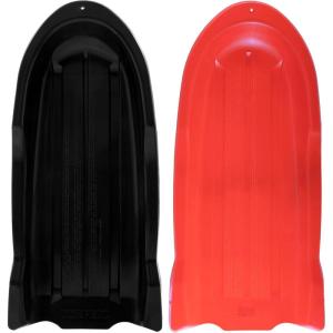 imageSuperio Toboggan Snow Sled for Kids and Adults 46quot Heavy Duty Plastic Open Back Slider with Handles and Hole for Pull Ropes Ropes Excluded Kid and Adult Winter FunRedBlack