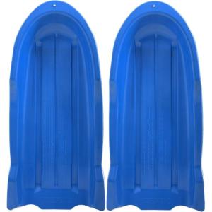 imageSuperio Toboggan Snow Sled for Kids and Adults 46quot Heavy Duty Plastic Open Back Slider with Handles and Hole for Pull Ropes Ropes Excluded Kid and Adult Winter FunBlue
