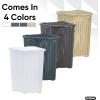 imageDesigned Corner Laundry Hamper with Lid Curved Plastic Laundry Basket Triangle White Cloths Hamper Organizer with Cutout Handles for Laundry Room Bedroom Bathroom Wicker Design 50 LiterBeige