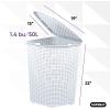 imageDesigned Corner Laundry Hamper with Lid Curved Plastic Laundry Basket Triangle White Cloths Hamper Organizer with Cutout Handles for Laundry Room Bedroom Bathroom Wicker Design 50 LiterWhite