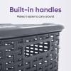 imageDesigned Corner Laundry Hamper with Lid Curved Plastic Laundry Basket Triangle White Cloths Hamper Organizer with Cutout Handles for Laundry Room Bedroom Bathroom Wicker Design 50 LiterGrey
