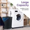 imageDesigned Corner Laundry Hamper with Lid Curved Plastic Laundry Basket Triangle White Cloths Hamper Organizer with Cutout Handles for Laundry Room Bedroom Bathroom Wicker Design 50 LiterBlack