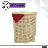 imageDesigned Corner Laundry Hamper with Lid Curved Plastic Laundry Basket Triangle White Cloths Hamper Organizer with Cutout Handles for Laundry Room Bedroom Bathroom Wicker Design 50 LiterBeige