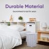 imageDesigned Corner Laundry Hamper with Lid Curved Plastic Laundry Basket Triangle White Cloths Hamper Organizer with Cutout Handles for Laundry Room Bedroom Bathroom Wicker Design 50 LiterWhite Smoke