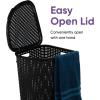 imageDesigned Corner Laundry Hamper with Lid Curved Plastic Laundry Basket Triangle White Cloths Hamper Organizer with Cutout Handles for Laundry Room Bedroom Bathroom Wicker Design 50 LiterBlack