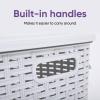 imageDesigned Corner Laundry Hamper with Lid Curved Plastic Laundry Basket Triangle White Cloths Hamper Organizer with Cutout Handles for Laundry Room Bedroom Bathroom Wicker Design 50 LiterWhite Smoke