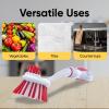 imageDish Washing Vegetable Brush Scrubber with Stainless Steel Grill Brush Scourer Sponge Brush Set with Long Handle and Rubber Grip NonScratch Kitchen Cleaning Set 2 Pack Red