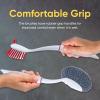 imageDish Washing Vegetable Brush Scrubber with Stainless Steel Grill Brush Scourer Sponge Brush Set with Long Handle and Rubber Grip NonScratch Kitchen Cleaning Set 2 Pack Red