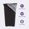 imagePlastic Laundry Hamper with Lid Knit Designed Laundry Hamper Basket 50 Liter Brown Cloths Hamper Organizer with Cutout Handles Space Saving for Laundry Room Bedroom BathroomBrown2 Pack