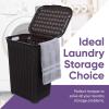 imagePlastic Laundry Hamper with Lid Knit Designed Laundry Hamper Basket 50 Liter Brown Cloths Hamper Organizer with Cutout Handles Space Saving for Laundry Room Bedroom BathroomBrown2 Pack