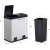 imageSuperio  16 Gallon Trash Can and Recycling Bin Combo Stainless Steel Step On Includes 2 x 8 Gallon Removable Buckets with Handles Airtight Use for Kitchen Office Home