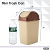 imageSuperio 125 Gal Mini Plastic Trash Can with Swing Top Lid Small Waste Bin for Countertop Desk Vanity Bathroom 5 Quart BeigeBrown125 Gallon