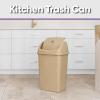 imageSuperio 125 Gal Mini Plastic Trash Can with Swing Top Lid Small Waste Bin for Countertop Desk Vanity Bathroom 5 Quart BeigeBrown13 Gallon