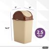 imageSuperio 125 Gal Mini Plastic Trash Can with Swing Top Lid Small Waste Bin for Countertop Desk Vanity Bathroom 5 Quart BeigeBrown25 Gallon
