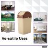 imageSuperio 125 Gal Mini Plastic Trash Can with Swing Top Lid Small Waste Bin for Countertop Desk Vanity Bathroom 5 Quart BeigeBrown45 Gallon