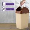 imageSuperio 125 Gal Mini Plastic Trash Can with Swing Top Lid Small Waste Bin for Countertop Desk Vanity Bathroom 5 Quart BeigeBrown45 Gallon