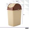 imageSuperio 125 Gal Mini Plastic Trash Can with Swing Top Lid Small Waste Bin for Countertop Desk Vanity Bathroom 5 Quart BeigeBrown9 Gallon