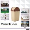 imageSuperio 125 Gal Mini Plastic Trash Can with Swing Top Lid Small Waste Bin for Countertop Desk Vanity Bathroom 5 Quart BeigeBrown9 Gallon