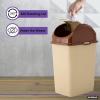 imageSuperio 125 Gal Mini Plastic Trash Can with Swing Top Lid Small Waste Bin for Countertop Desk Vanity Bathroom 5 Quart BeigeBrown9 Gallon