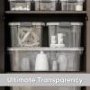 imageSuperio 6 Pack Clear Plastic Storage Container with Lid Home  137 Qt Office Organizer Storage Bin Stackable For Closet Under the Bed or Locker Use for Clothes Food Toys Supplies Linen