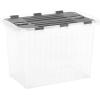 imageSuperio Christmas Storage Box with Red Hinged Lids Plastic Container Bins for Organizing with Attached Lid Stackable Crates BPA Free Organizers for Home Office and Dorm 2025quotx14quotx146quotClear with Grey Lids