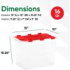 imageSuperio Christmas Storage Box with Red Hinged Lids Plastic Container Bins for Organizing with Attached Lid Stackable Crates BPA Free Organizers for Home Office and Dorm 2025quotx14quotx146quotClear with Red Lids