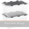 imageSuperio Christmas Storage Box with Red Hinged Lids Plastic Container Bins for Organizing with Attached Lid Stackable Crates BPA Free Organizers for Home Office and Dorm 2025quotx14quotx146quotClear with Grey Lids