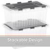 imageSuperio Christmas Storage Box with Red Hinged Lids Plastic Container Bins for Organizing with Attached Lid Stackable Crates BPA Free Organizers for Home Office and Dorm 2025quotx14quotx146quotClear with Grey Lids