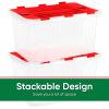 imageSuperio Christmas Storage Box with Red Hinged Lids Plastic Container Bins for Organizing with Attached Lid Stackable Crates BPA Free Organizers for Home Office and Dorm 2025quotx14quotx146quotClear with Red Lids