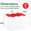 imageSuperio Christmas Storage Box with Red Hinged Lids Plastic Container Bins for Organizing with Attached Lid Stackable Crates BPA Free Organizers for Home Office and Dorm 2025quotx14quotx146quotClear with Red Lids