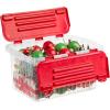 imageSuperio Christmas Storage Box with Red Hinged Lids Plastic Container Bins for Organizing with Attached Lid Stackable Crates BPA Free Organizers for Home Office and Dorm 2025quotx14quotx146quotClear with Red Lids