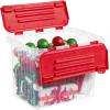 imageSuperio Christmas Storage Box with Red Hinged Lids Plastic Container Bins for Organizing with Attached Lid Stackable Crates BPA Free Organizers for Home Office and Dorm 2025quotx14quotx146quotClear with Red Lids