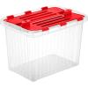 imageSuperio Christmas Storage Box with Red Hinged Lids Plastic Container Bins for Organizing with Attached Lid Stackable Crates BPA Free Organizers for Home Office and Dorm 2025quotx14quotx146quotClear with Red Lids