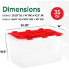 imageSuperio Christmas Storage Box with Red Hinged Lids Plastic Container Bins for Organizing with Attached Lid Stackable Crates BPA Free Organizers for Home Office and Dorm 2025quotx14quotx146quotClear with Red Lids