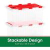 imageSuperio Christmas Storage Box with Red Hinged Lids Plastic Container Bins for Organizing with Attached Lid Stackable Crates BPA Free Organizers for Home Office and Dorm 2025quotx14quotx146quotClear with Red Lids