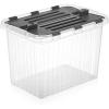 imageSuperio Christmas Storage Box with Red Hinged Lids Plastic Container Bins for Organizing with Attached Lid Stackable Crates BPA Free Organizers for Home Office and Dorm 2025quotx14quotx146quotClear with Grey Lids