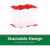 imageSuperio Christmas Storage Box with Red Hinged Lids Plastic Container Bins for Organizing with Attached Lid Stackable Crates BPA Free Organizers for Home Office and Dorm 2025quotx14quotx146quotClear with Red Lids