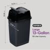 imageSuperio Garbage Can with Swing TopSplit Lid  Large Kitchen Trash Can with Lid  Durable Plastic Slim ampamp Sturdy Trash Bin  Fingerprint Resistant  13 Gallon  50 qt  50 L  BlackGrey