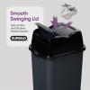 imageSuperio Garbage Can with Swing TopSplit Lid  Large Kitchen Trash Can with Lid  Durable Plastic Slim ampamp Sturdy Trash Bin  Fingerprint Resistant  9 Gallon  35 L BlackGrey