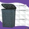 imageSuperio Laundry Hamper with Lid Lace Design 50 Liter  Grey Laundry Hamper Basket With Cutout Handles Rectangular Shape Modern Style Bin  Dirty Cloths Storage