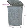 imageSuperio Laundry Hamper with Lid Lace Design 50 Liter  Grey Laundry Hamper Basket With Cutout Handles Rectangular Shape Modern Style Bin  Dirty Cloths Storage