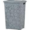 imageSuperio Laundry Hamper with Lid Lace Design 50 Liter  Grey Laundry Hamper Basket With Cutout Handles Rectangular Shape Modern Style Bin  Dirty Cloths Storage