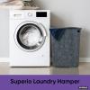 imageSuperio Laundry Hamper with Lid Lace Design 50 Liter  Grey Laundry Hamper Basket With Cutout Handles Rectangular Shape Modern Style Bin  Dirty Cloths Storage