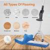 imageSuperio Microfiber mop for Hardwood Floor Cleaning Tile Floors Laminate Floors Wallsself Wringing Miracle Flat Mop Telescopic HandleBlue211 Refills