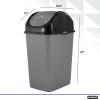 imageSuperio Mini Plastic Trash Can with Swing Top Lid 125 Gallon Compact Small Waste Bin Portable Garbage Can for Countertop Desktop Make up Vanity Bathroom Car Under Sink Dorm 5 Qt GreyBlack2
