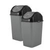 imageSuperio Mini Plastic Trash Can with Swing Top Lid 125 Gallon Compact Small Waste Bin Portable Garbage Can for Countertop Desktop Make up Vanity Bathroom Car Under Sink Dorm 5 Qt GreyBlack2