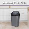 imageSuperio Mini Plastic Trash Can with Swing Top Lid 125 Gallon Compact Small Waste Bin Portable Garbage Can for Countertop Desktop Make up Vanity Bathroom Car Under Sink Dorm 5 Qt GreyBlack1